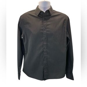 Untuckit Men's Black Long Sleeve Shirt 100% Cotton, Size Medium